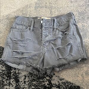 Hollister Charcoal Distressed Jean Shorts